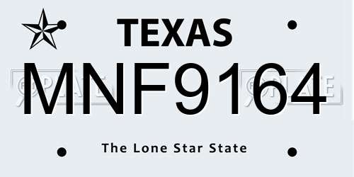 MNF9164 Texas License Plate
