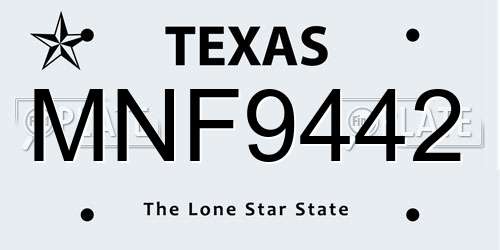 MNF9442 Texas License Plate