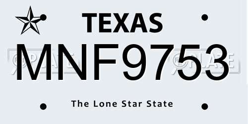 MNF9753 Texas License Plate