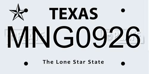 MNG0926 Texas License Plate