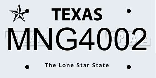 MNG4002 Texas License Plate
