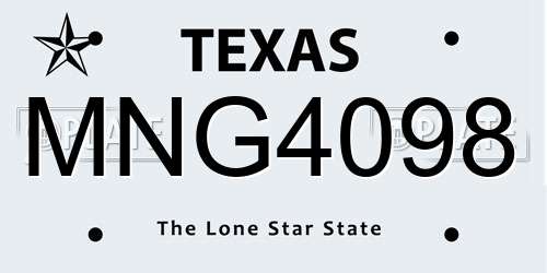 MNG4098 Texas License Plate