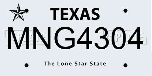 MNG4304 Texas License Plate