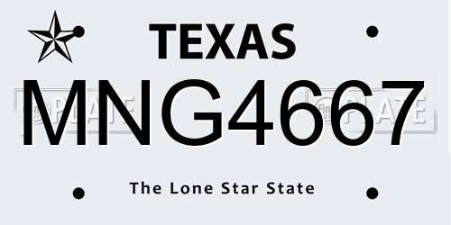 MNG4667 Texas License Plate