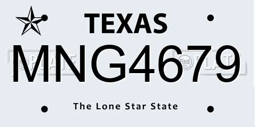 MNG4679 Texas License Plate