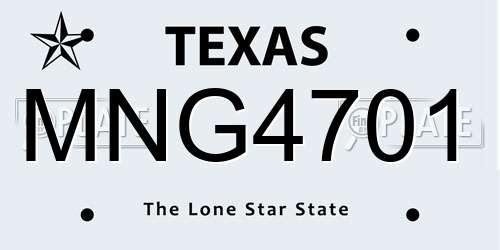 MNG4701 Texas License Plate