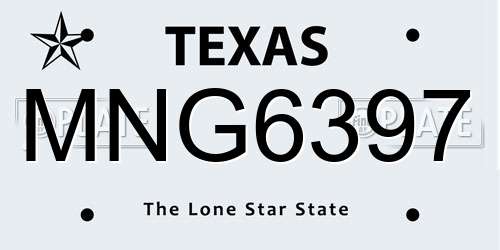 MNG6397 Texas License Plate