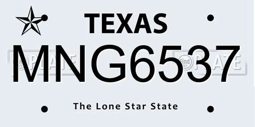 MNG6537 Texas License Plate