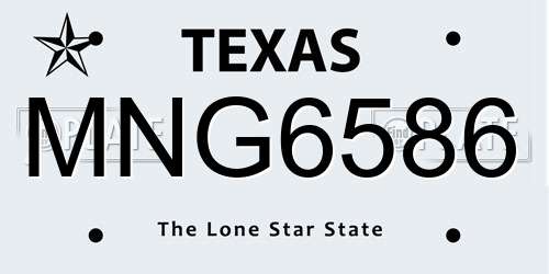 MNG6586 Texas License Plate