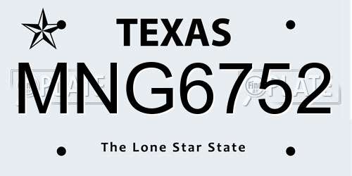 MNG6752 Texas License Plate