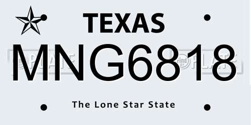 MNG6818 Texas License Plate