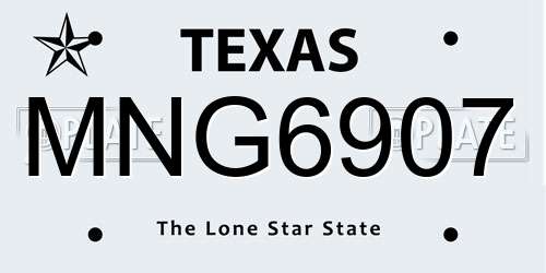 MNG6907 Texas License Plate