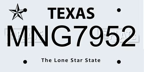 MNG7952 Texas License Plate