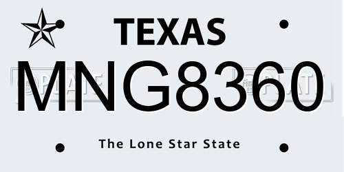 MNG8360 Texas License Plate