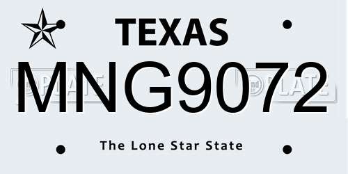 MNG9072 Texas License Plate
