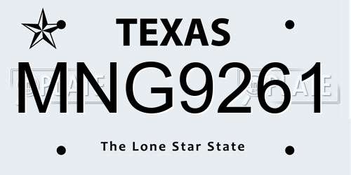 MNG9261 Texas License Plate