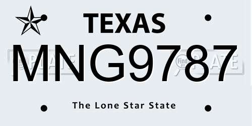 MNG9787 Texas License Plate