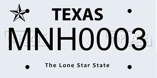 MNH0003 Texas License Plate