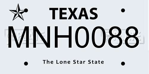 MNH0088 Texas License Plate