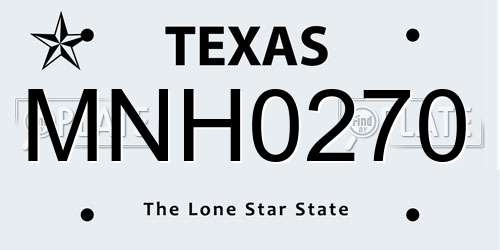 MNH0270 Texas License Plate
