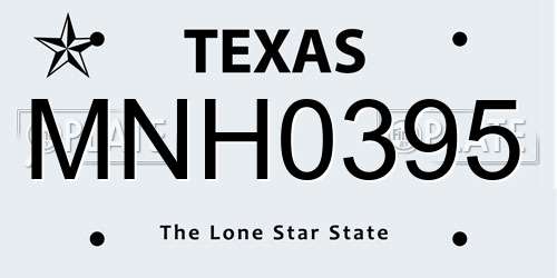 MNH0395 Texas License Plate
