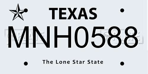 MNH0588 Texas License Plate