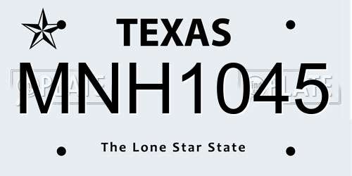 MNH1045 Texas License Plate