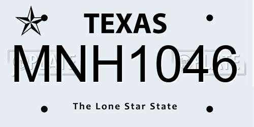 MNH1046 Texas License Plate