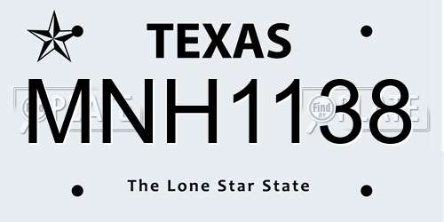 MNH1138 Texas License Plate
