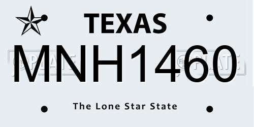 MNH1460 Texas License Plate