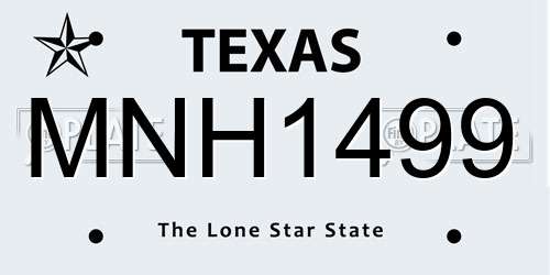MNH1499 Texas License Plate