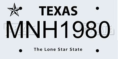 MNH1980 Texas License Plate