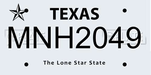 MNH2049 Texas License Plate
