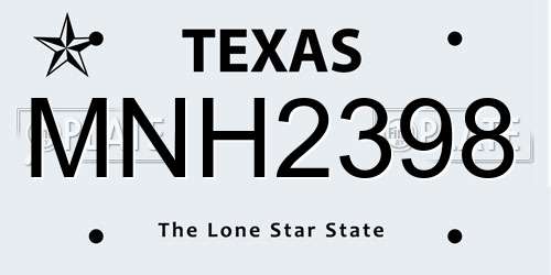 MNH2398 Texas License Plate