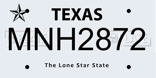 MNH2872 Texas License Plate