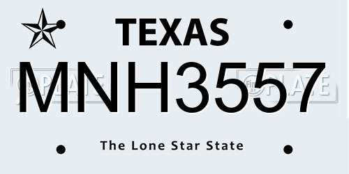 MNH3557 Texas License Plate