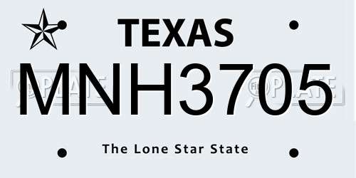 MNH3705 Texas License Plate