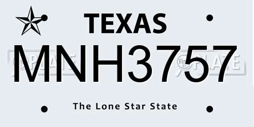 MNH3757 Texas License Plate