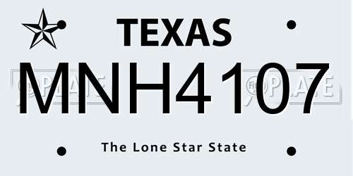 MNH4107 Texas License Plate
