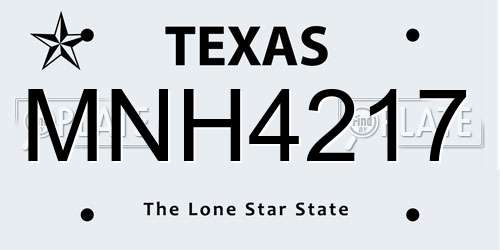 MNH4217 Texas License Plate
