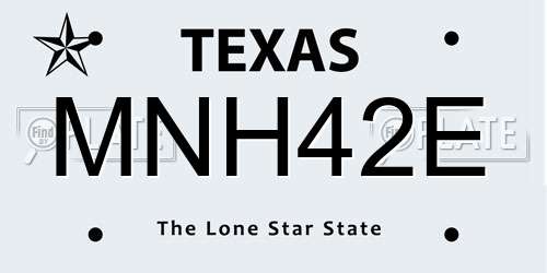 MNH42E Texas License Plate