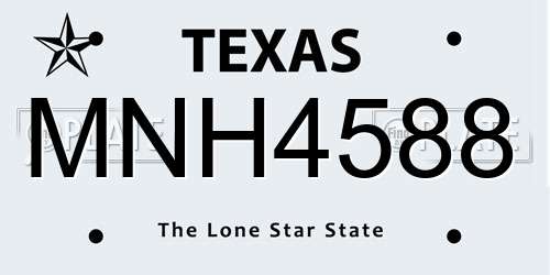 MNH4588 Texas License Plate