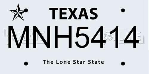 MNH5414 Texas License Plate