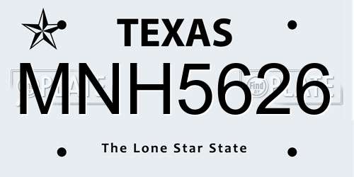 MNH5626 Texas License Plate