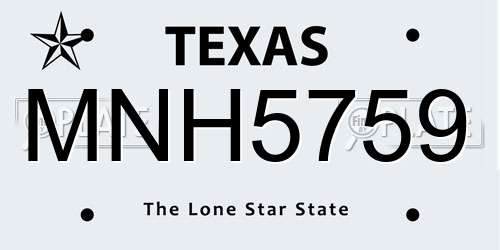 MNH5759 Texas License Plate