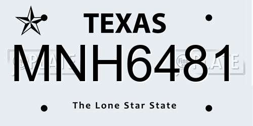 MNH6481 Texas License Plate