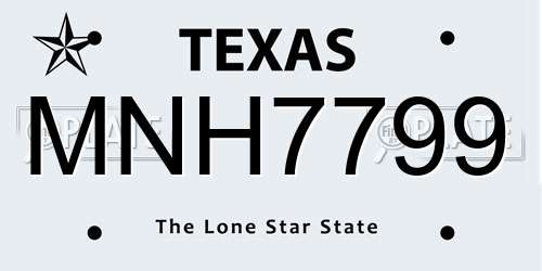 MNH7799 Texas License Plate