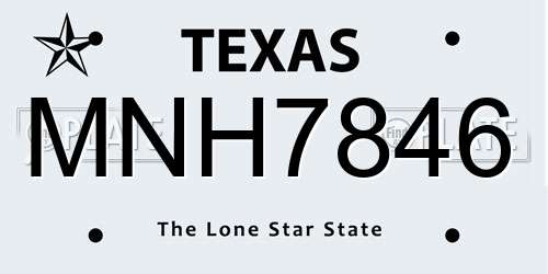 MNH7846 Texas License Plate