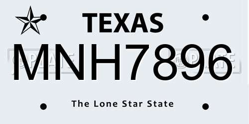 MNH7896 Texas License Plate