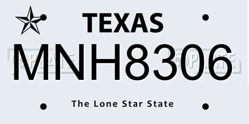 MNH8306 Texas License Plate